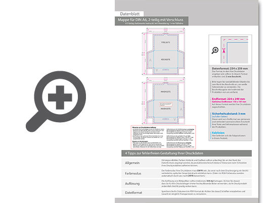 Product Bild mappe_f__r_din_a6__2-teilig_mit_verschluss__4_0_farbig_(au__enseite_bedruckt)__mit_hei__folienpr__gung_gold